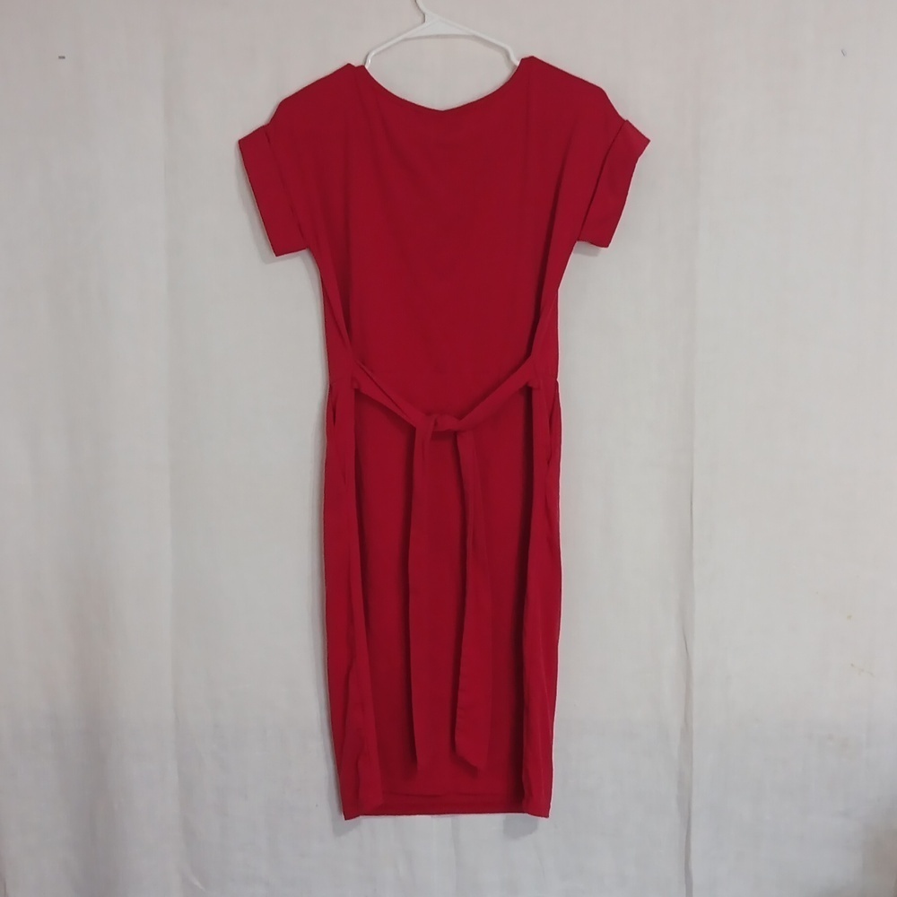 Red T-Shirt Dress with Tie Size Medium - Picture 5 of 5